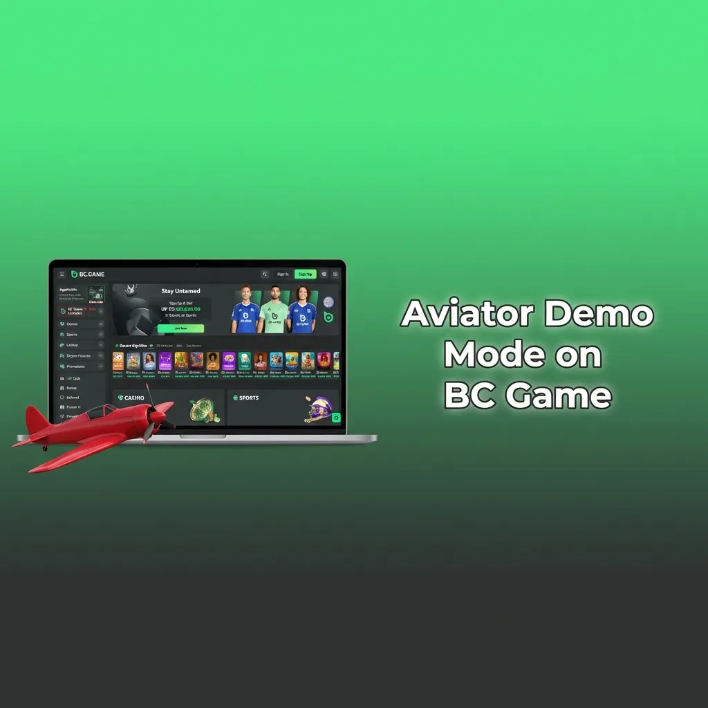 BC Game Aviator demo screen showing a rising multiplier, airplane graphic, and virtual balance used for risk-free play