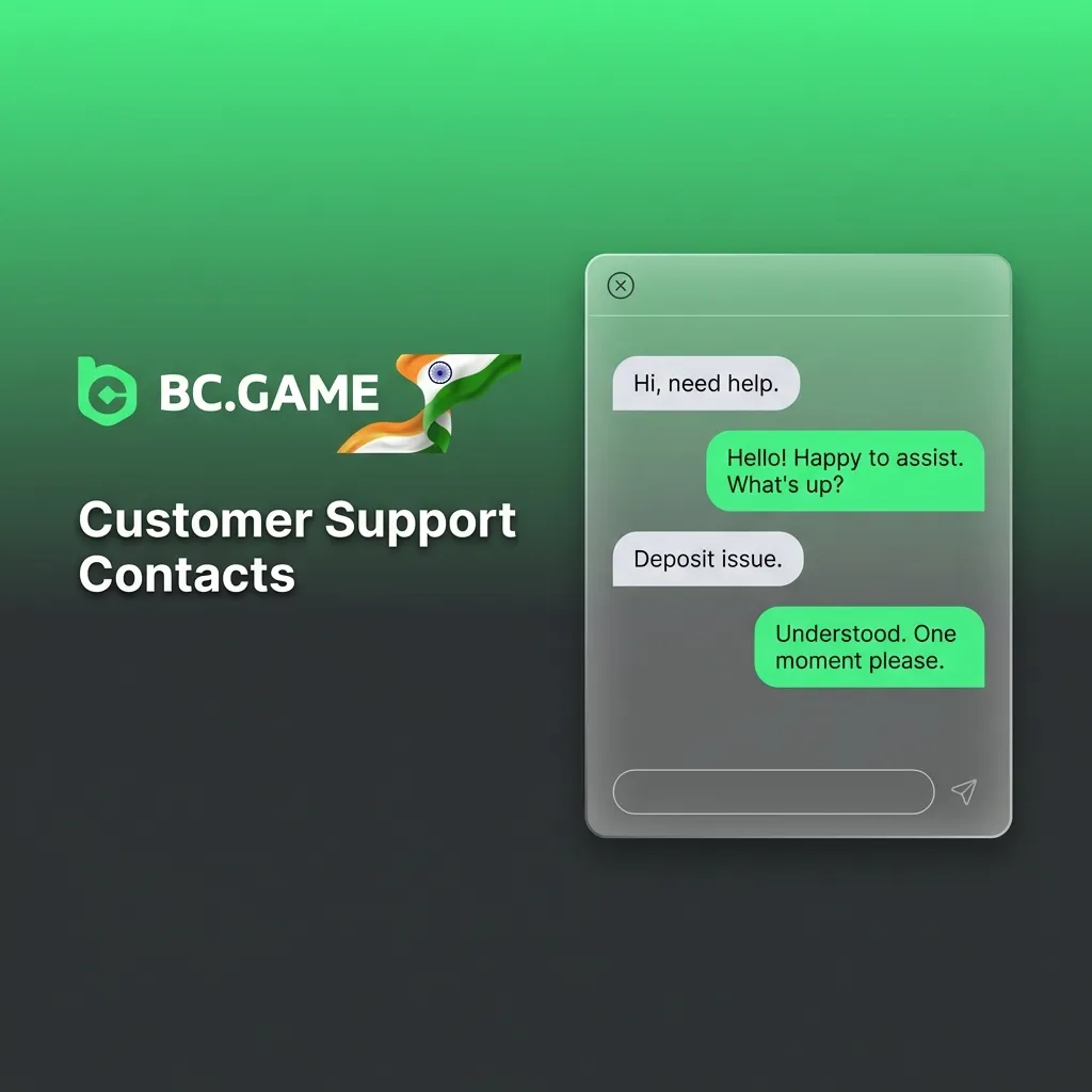 Illustration of customer support options for BC Game deposits: live chat, email, help center, and social channels.