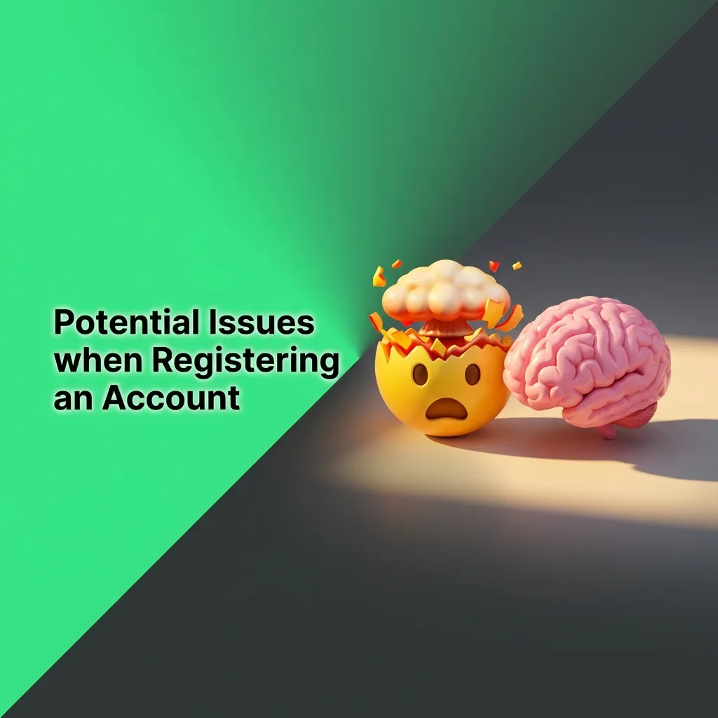 Illustration of a user facing account sign‑up issues, with icons for OTP, email, KYC documents, loading form, and location.