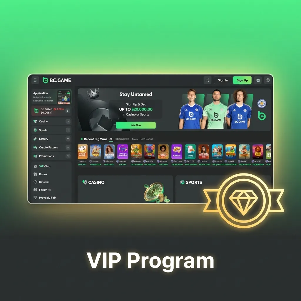 Illustration of BC Game VIP tiers ladder with icons for sports, slots, live casino and rewards like cashback and gifts