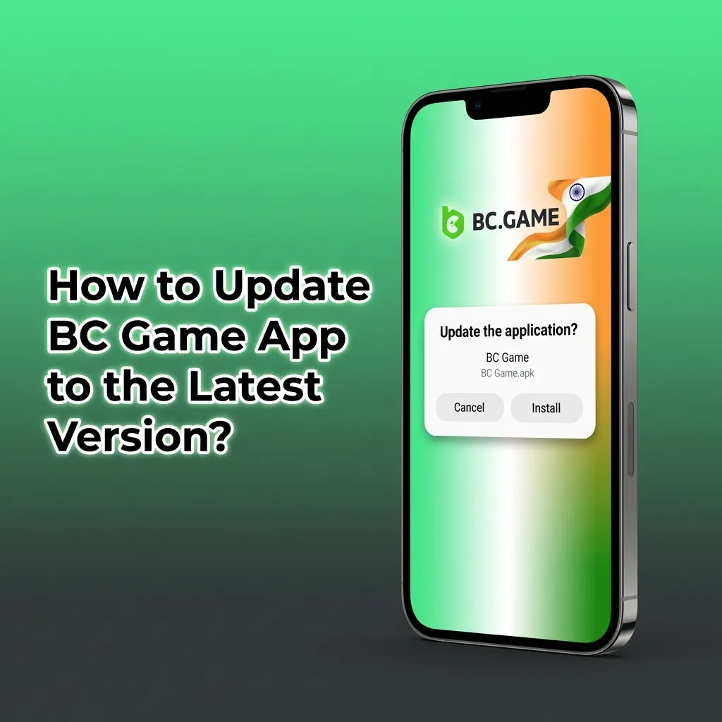 Illustration of a user updating the BC Game Android app by downloading and installing the latest APK from the official website